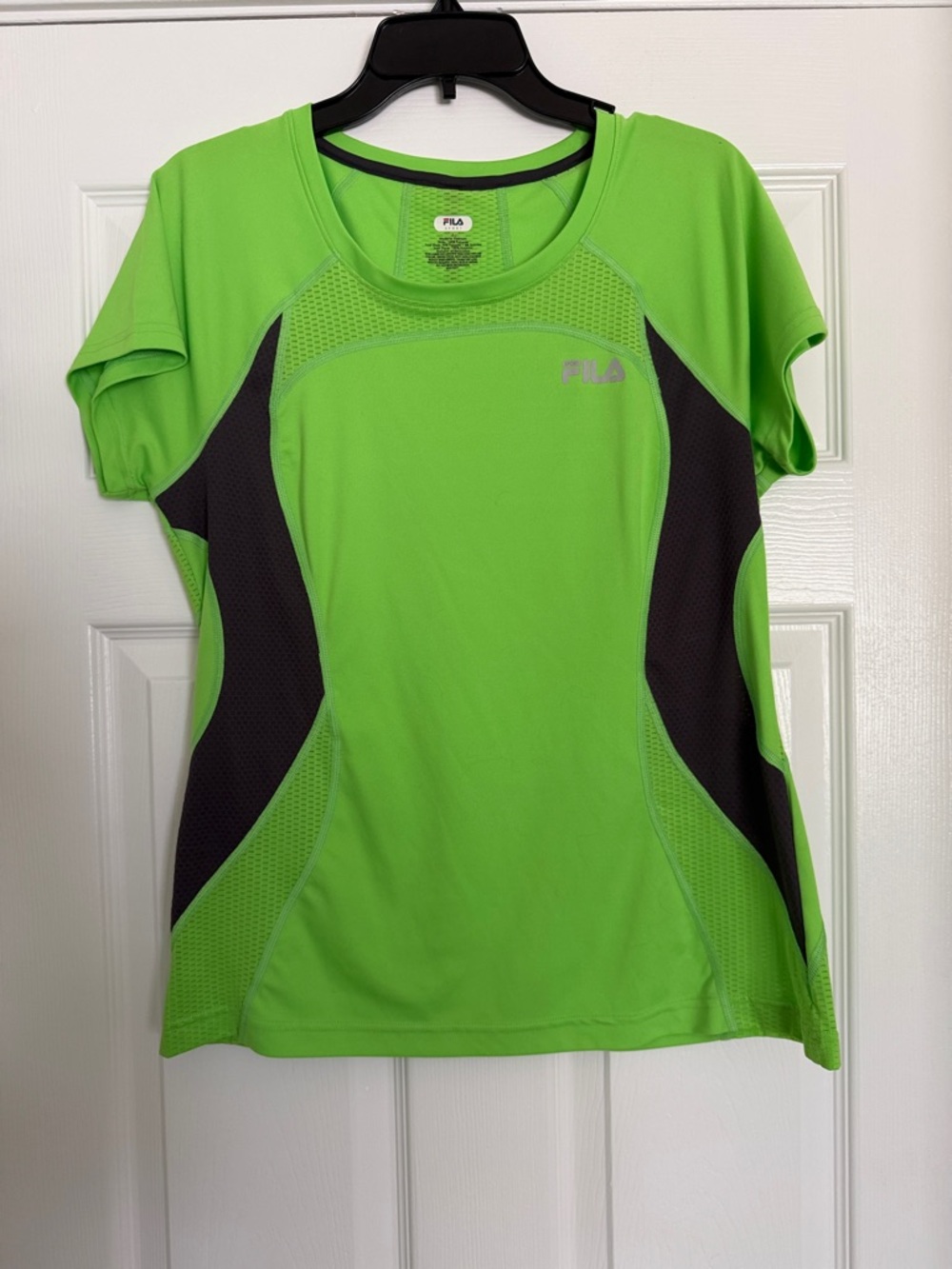FILA Lime Green and Charcoal Short Sleeve Performance Tee